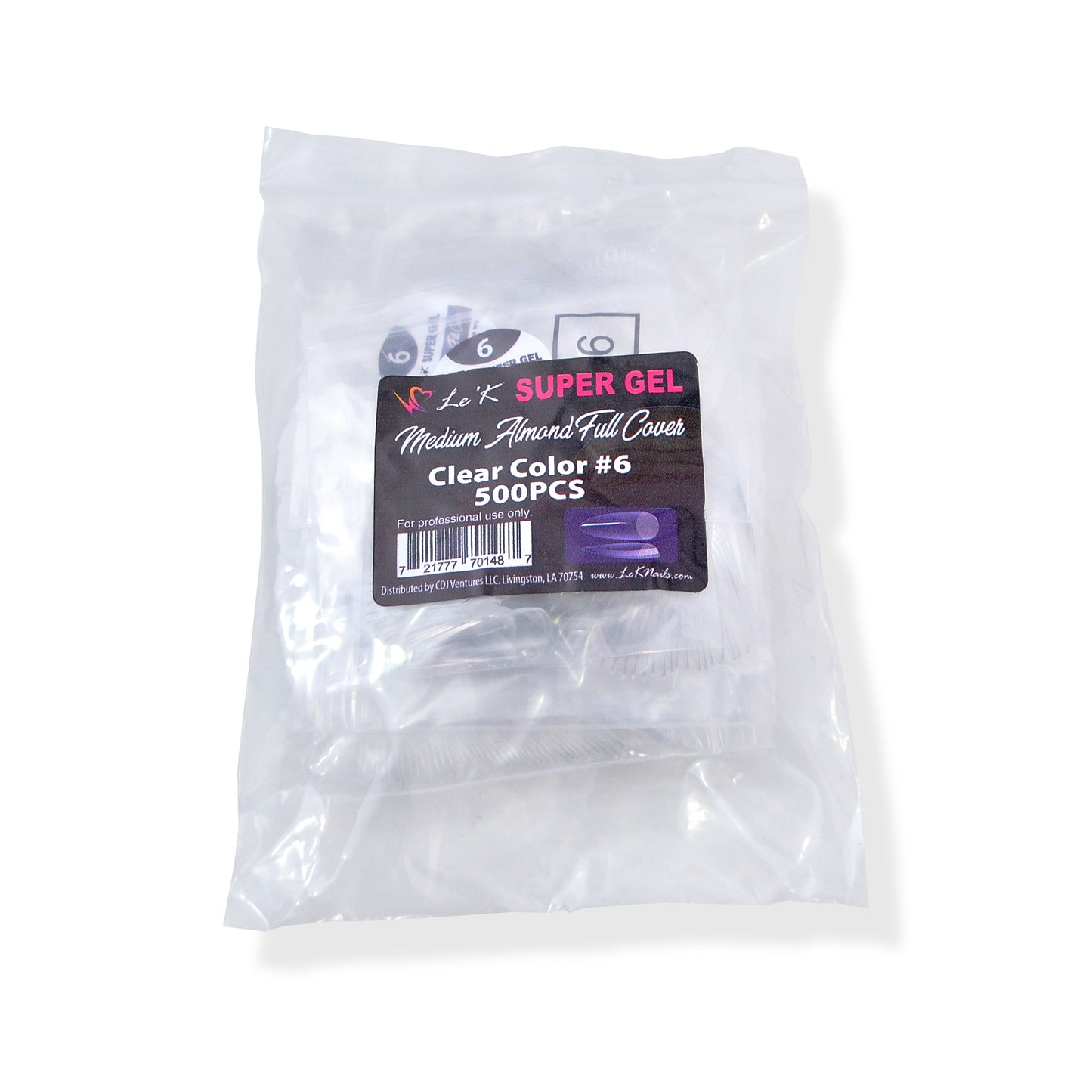 Le'K Super Gel Tip - Medium Almond Full Cover #6 (500pcs)