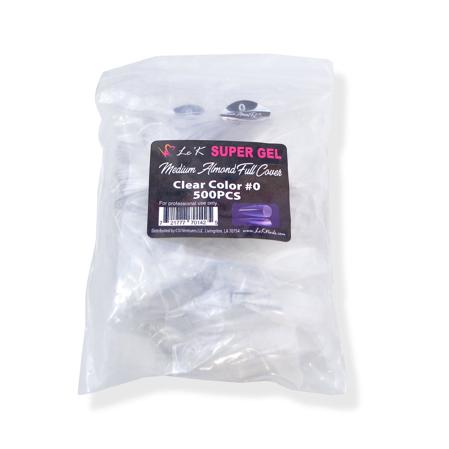 Le'K Super Gel Tip - Medium Almond Full Cover #0 (500pcs)