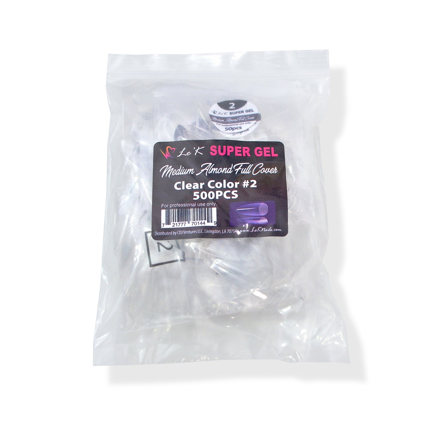 Le'K Super Gel Tip - Medium Almond Full Cover #2 (500pcs)