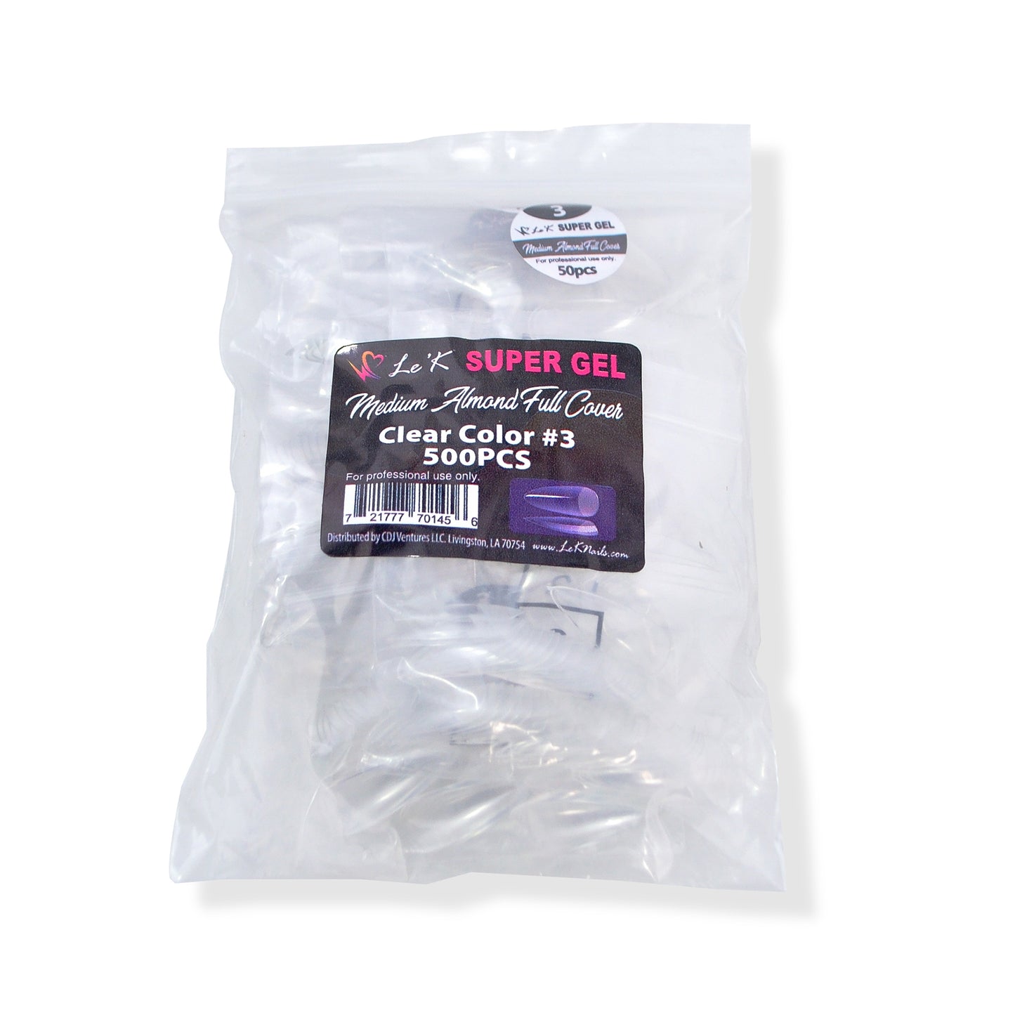 Le'K Super Gel Tip - Medium Almond Full Cover #3 (500pcs)