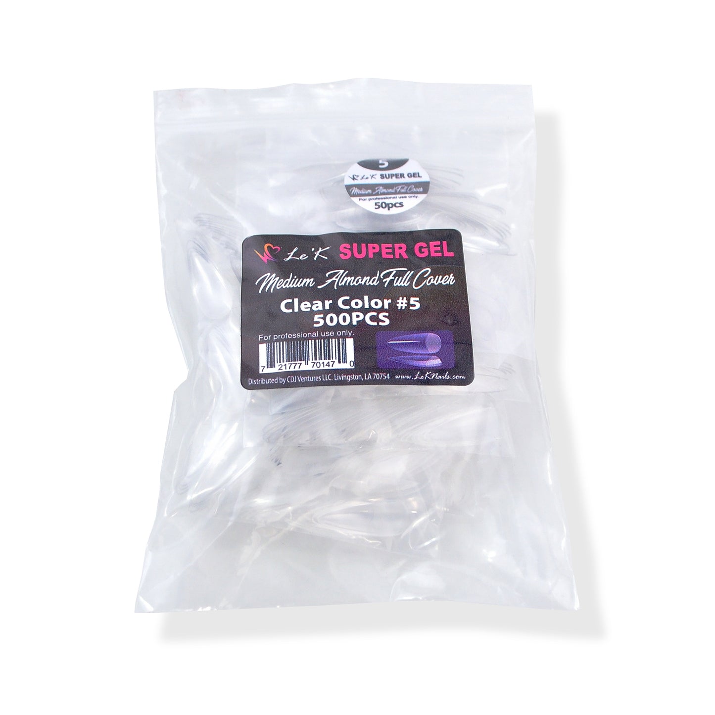 Le'K Super Gel Tip - Medium Almond Full Cover #5 (500pcs)