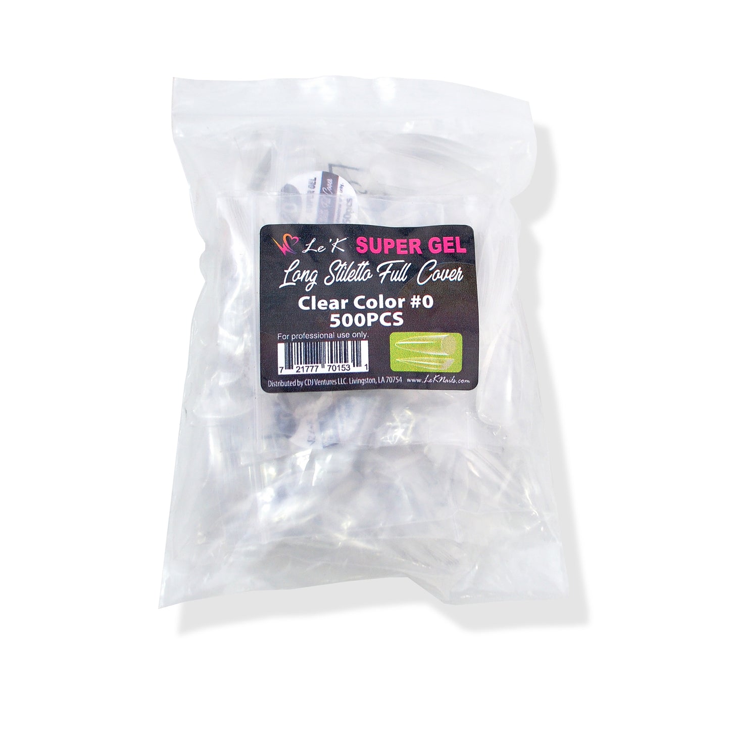 Le'K Super Gel Tip - Long Stiletto Full Cover #0 (500pcs)