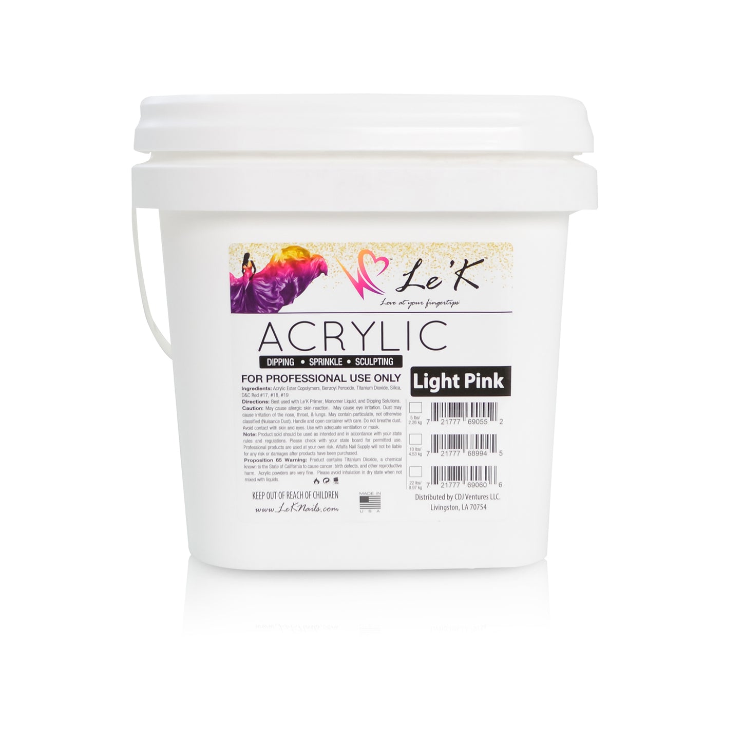 Le'K Acrylic Powder - Light Pink - 10 lbs