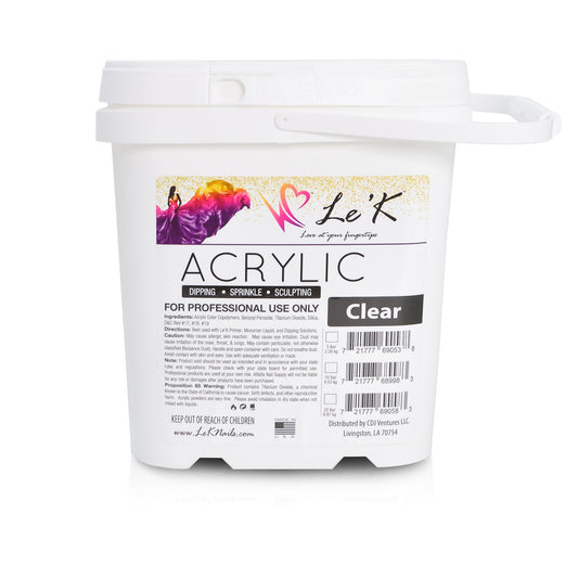 Le'K Acrylic Powder - Clear - 5 lbs