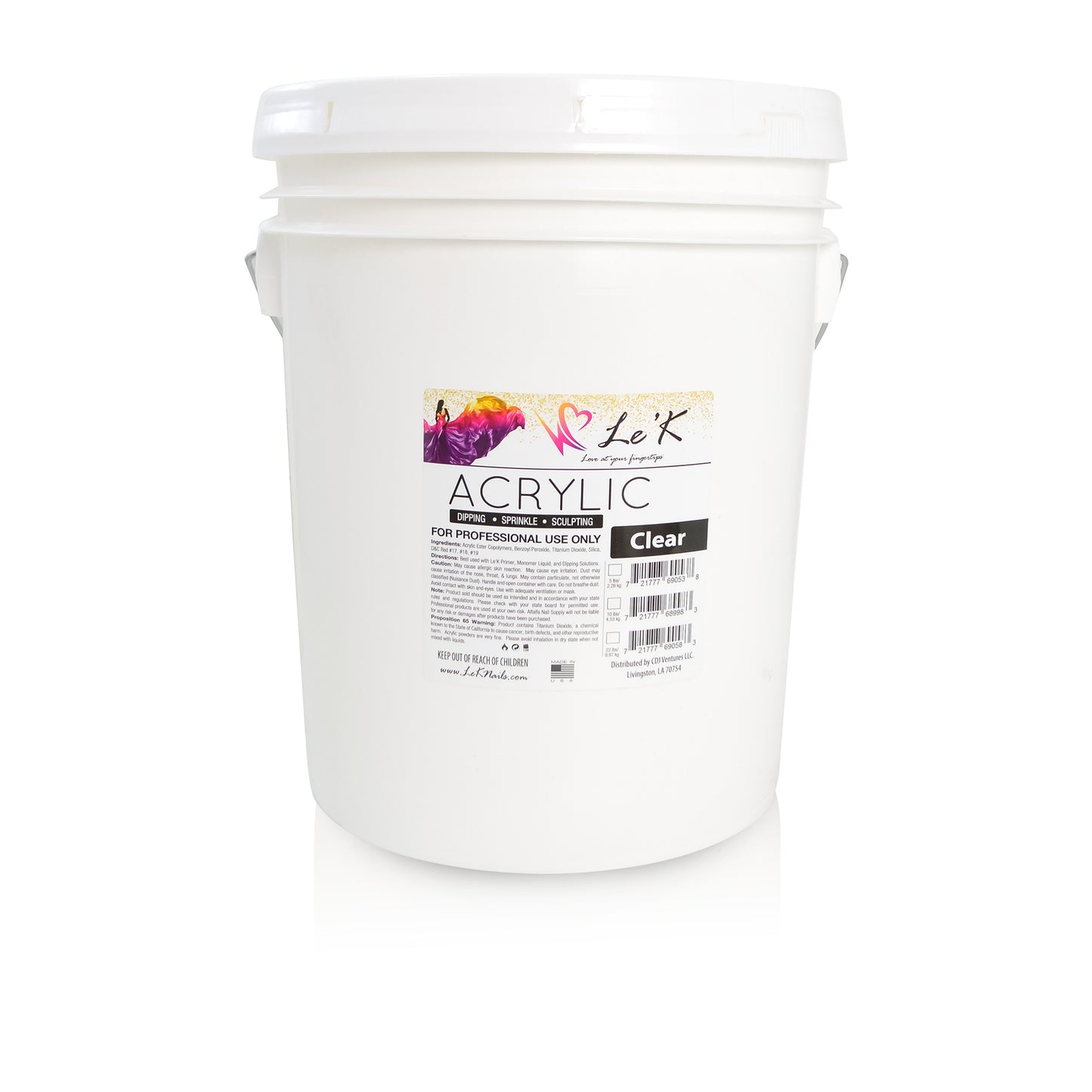 Le'K Acrylic Powder - Clear - 25 lbs