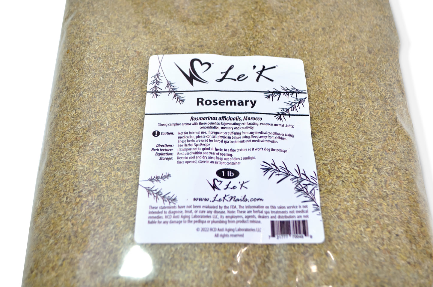 Le'K Herbal Spa - Rosemary Herb 1 lb