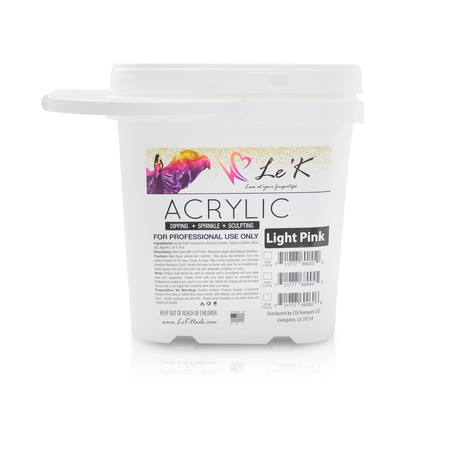 Le'K Acrylic Powder - Light Pink - 5 lbs