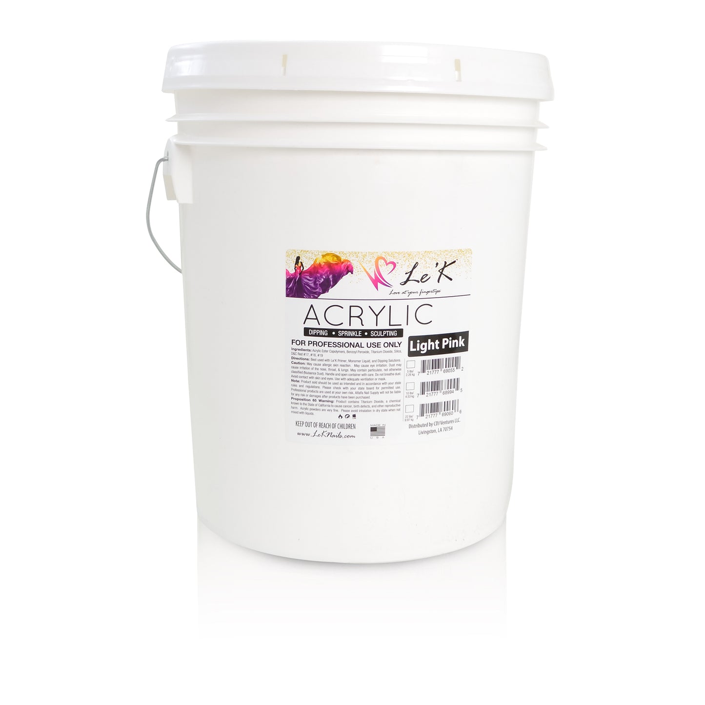 Le'K Acrylic Powder - Light Pink - 25 lbs